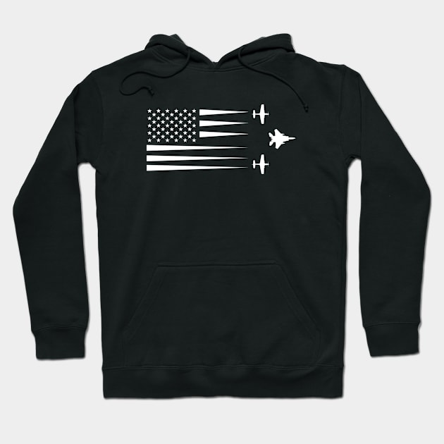 F-15 Eagle P-51 Mustang American Flag Hoodie by Dirty Custard Designs 